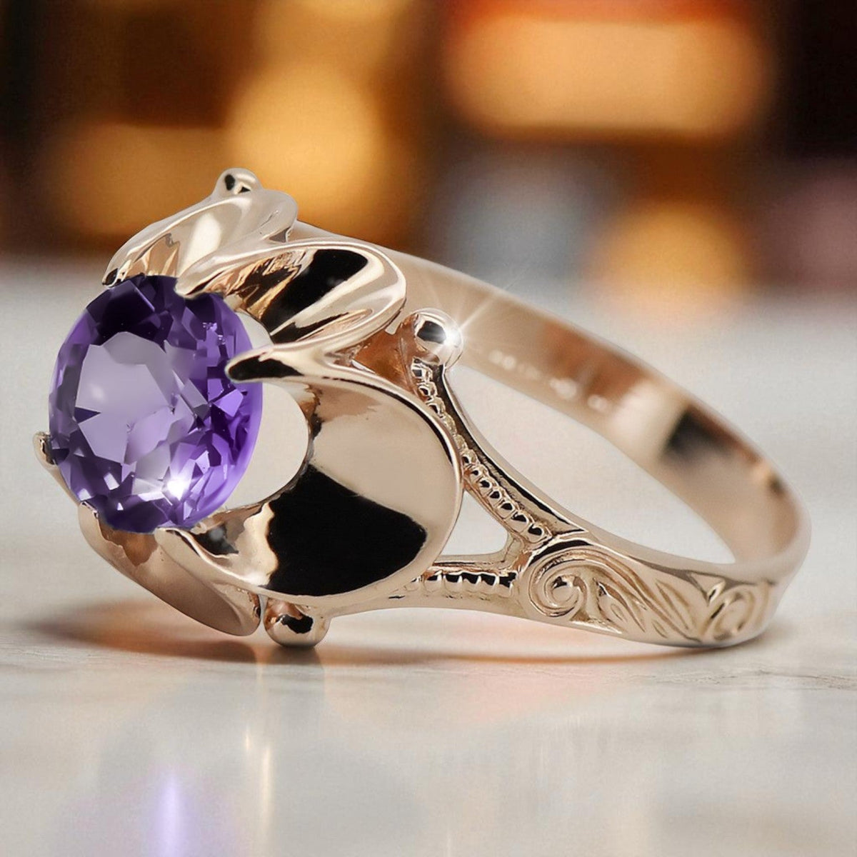Vintage Alexandrite Ring in 14K Rose Gold (vrc377r-ax)