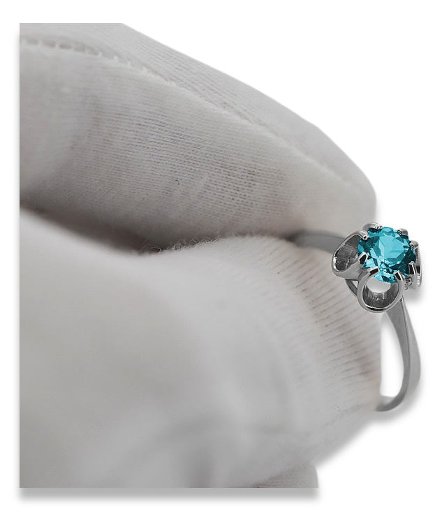 Vintage Aquamarine Ring in Sterling Silver (vrc348s-aq) — full view of the piece