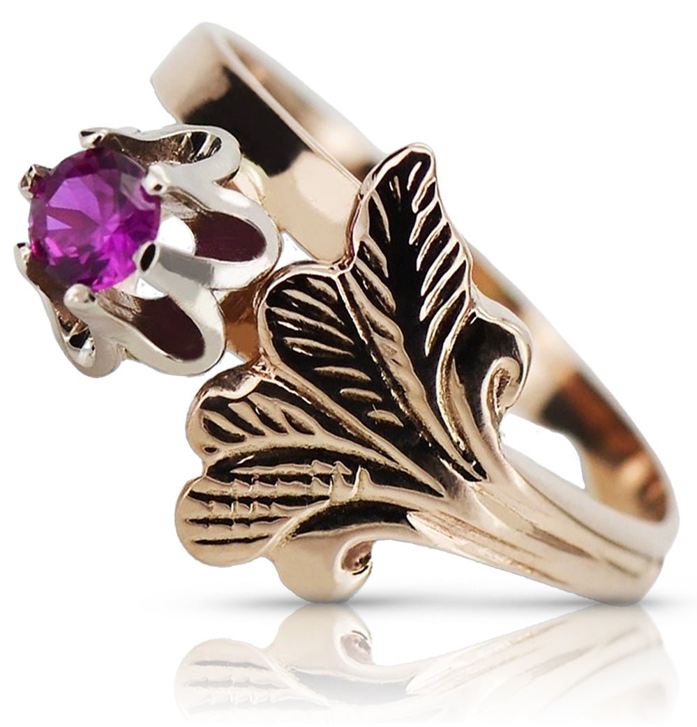 Vintage Ruby Ring in 14K Rose Gold (vrc169r-rb) — full view of the piece