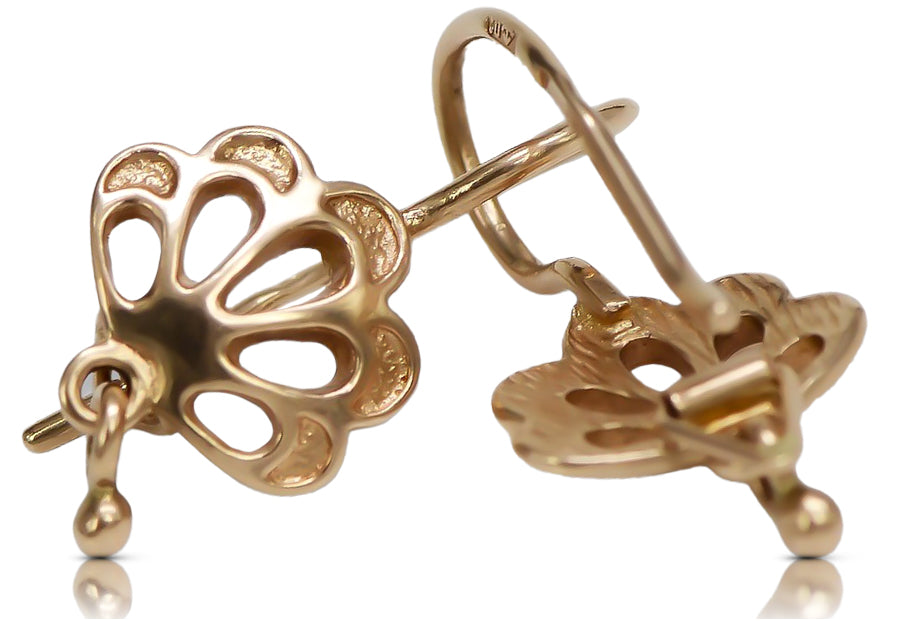 Vintage Leaf Earrings in 14K Rose Gold (ven136) — full view of the piece