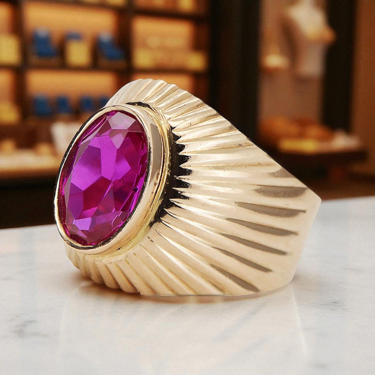 Vintage Amethyst Craft Ring in 14K Rose Gold (vrc127r-am)