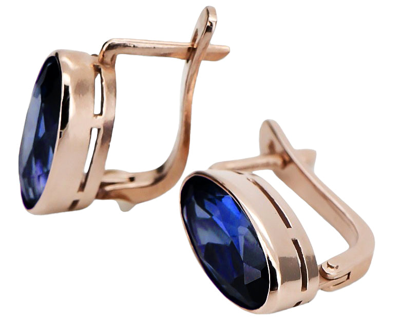 Vintage Sapphire Earrings in 14K Rose Gold (vec001r-sp) — view 6