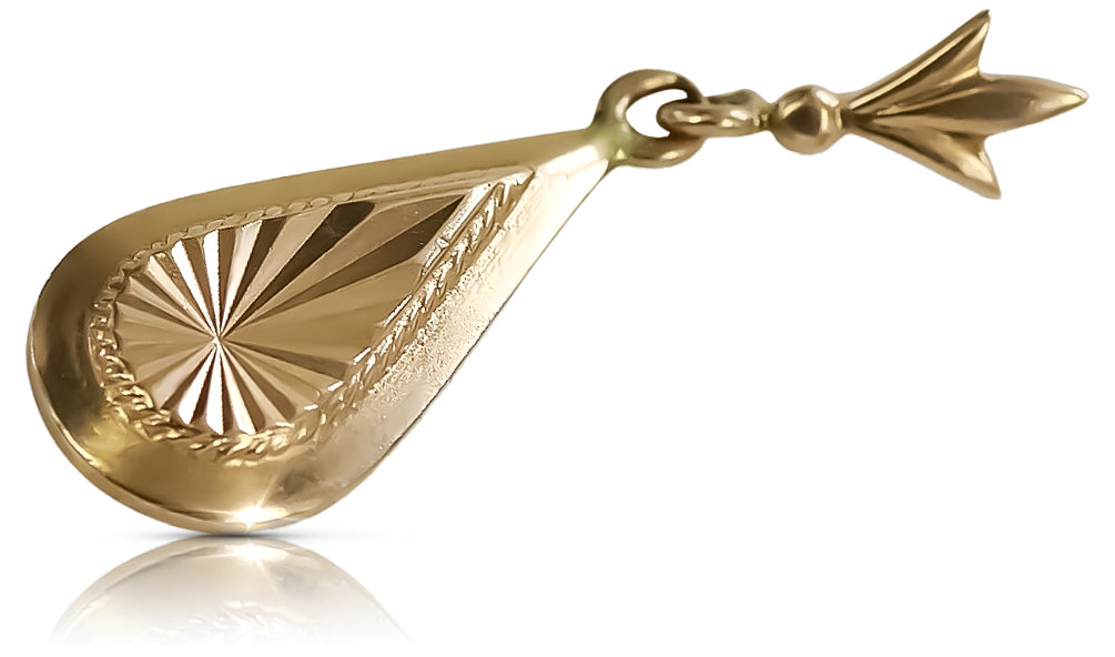 Vintage Leaf Pendant in 14K Rose Gold (vpn055) — close-up of the hallmark on the inner band