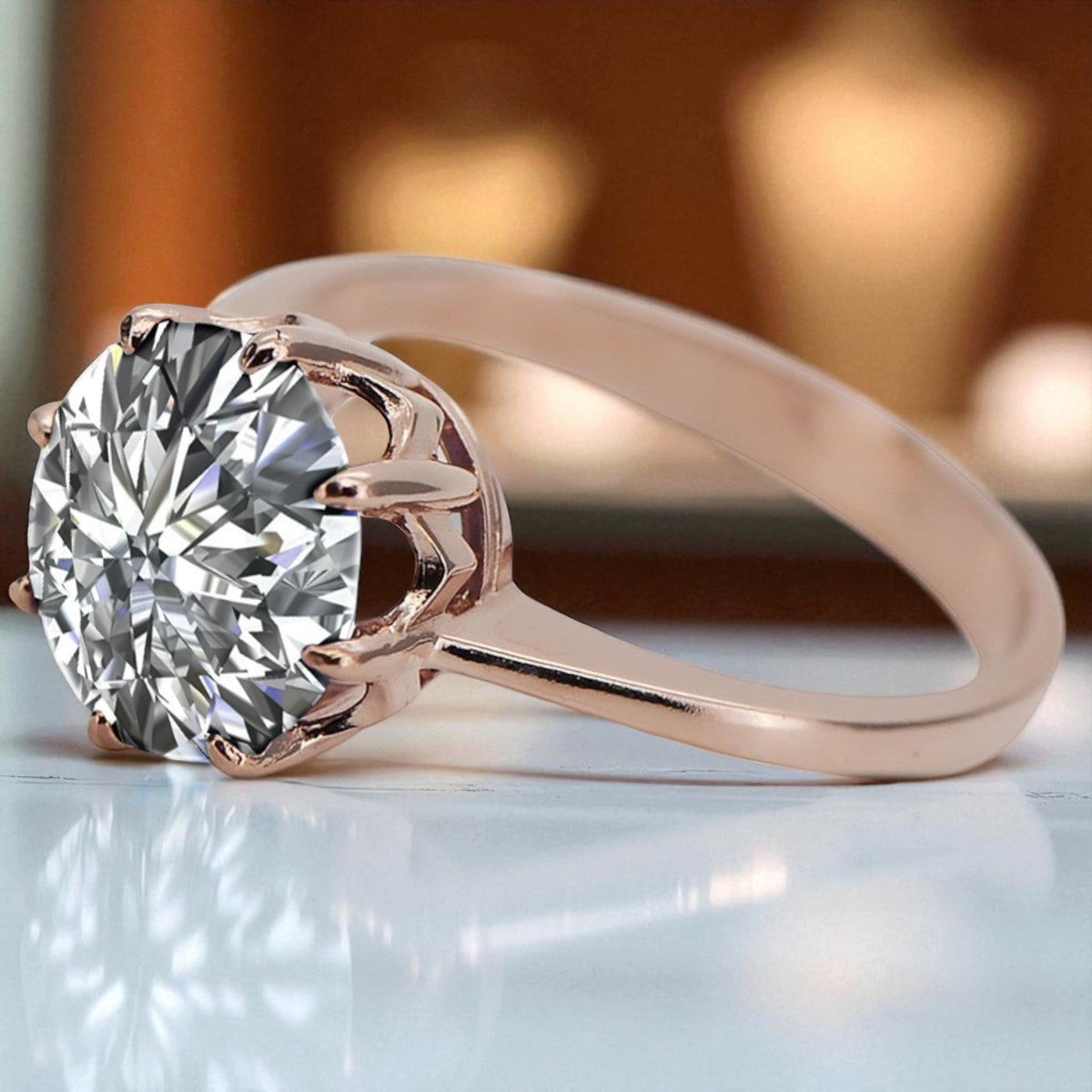 Vintage Zircon Ring in 14K Rose Gold (vrc157r-zi)