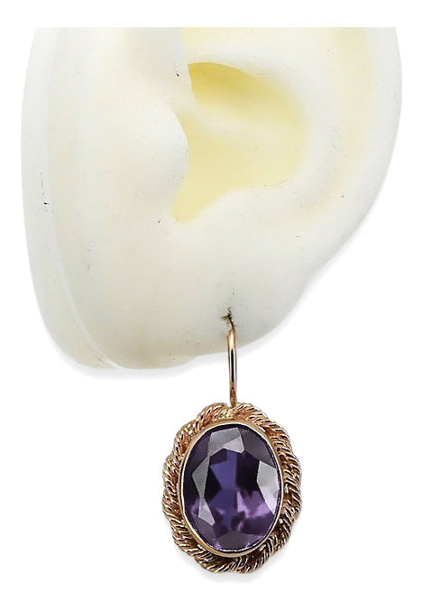 Vintage Alexandrite Earrings in 14K Rose Gold (vec007r-ax) — full view of the piece