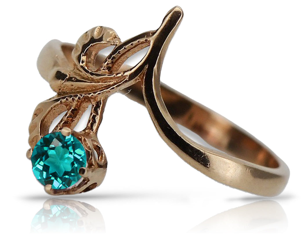 Vintage Aquamarine Ring in Rose Gold-Plated Sterling Silver (vrc095rp-aq) — full view of the piece