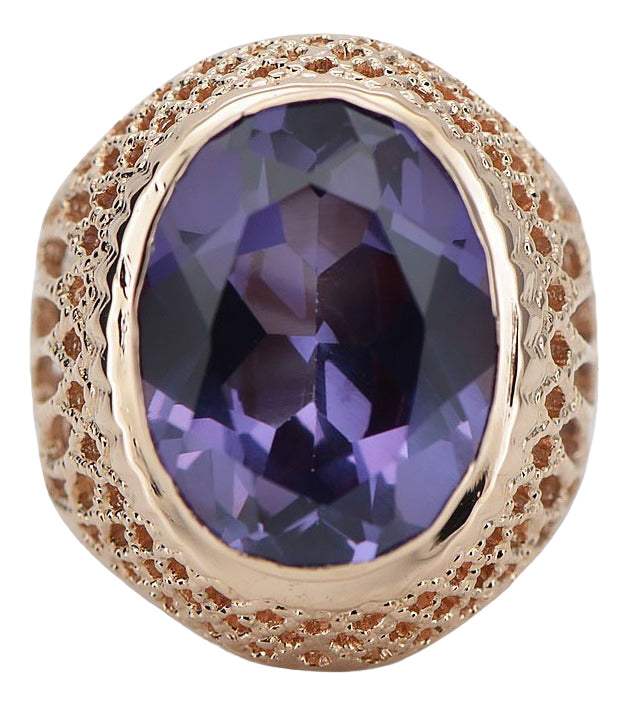 Vintage Alexandrite Ring in 14K Rose Gold (vrc089r-ax) — close-up of the hallmark on the inner band