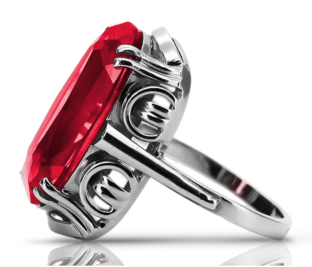 Vintage Ruby Ring in Sterling Silver (vrc038s-rb) — full view of the piece
