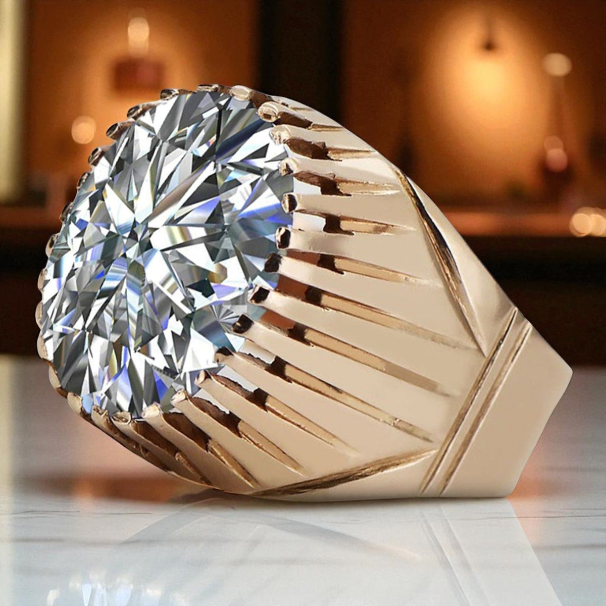 Vintage Zircon Ring in Rose Gold-Plated Sterling Silver (vrc048rp-zi)
