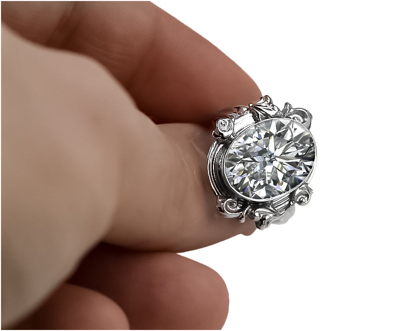 Vintage Zircon Ring in Sterling Silver (vrc100s-zi) — side view showing the setting