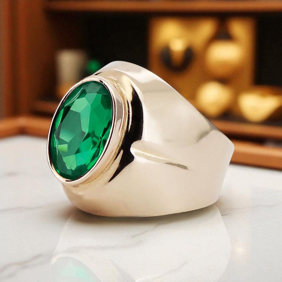 Vintage Emerald Ring in 14K Rose Gold (vrc296r-em)