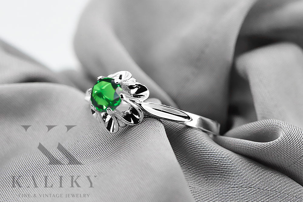 Vintage Emerald Craft Ring in Sterling Silver (vrc004s-em) — close-up of the hallmark on the inner band