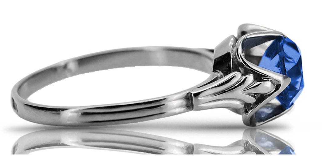 Vintage Sapphire Ring in Sterling Silver (vrc023s-sp) — full view of the piece