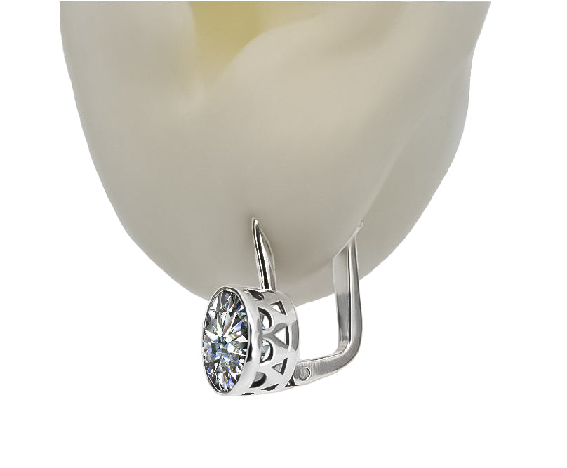 Vintage Zircon Earrings in Sterling Silver (vec107s-zi) — close-up of the hallmark on the inner band