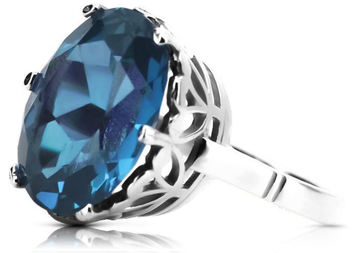 Vintage Aquamarine Ring in Sterling Silver (vrc130s-aq)