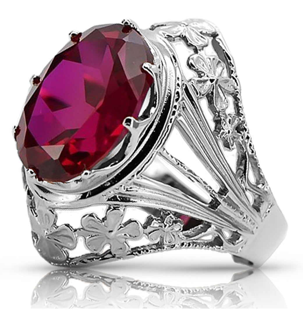 Vintage Ruby Ring in Sterling Silver (vrc031s-rb) — full view of the piece