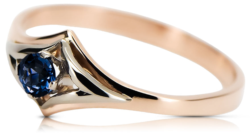 Vintage Sapphire Ring in 14K Rose Gold (vrc351r-sp) — worn on the neckline, showing the drape