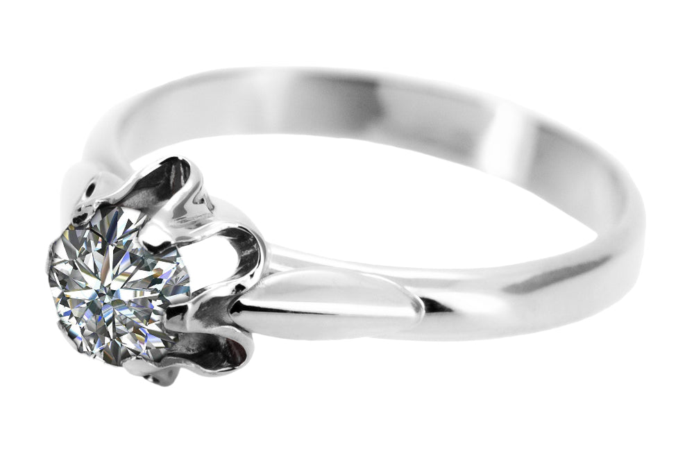 Vintage Zircon Ring in Sterling Silver (vrc094s-zi) — side view showing the setting