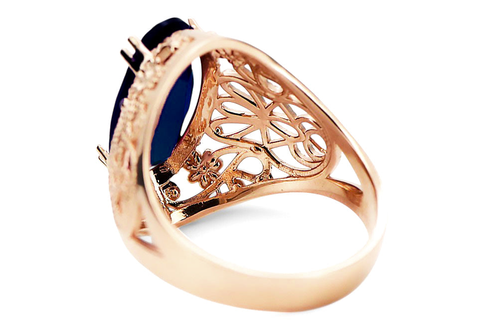 Vintage Sapphire Ring in 14K Rose Gold (vrc074r-sp) — close-up of the hallmark on the inner band