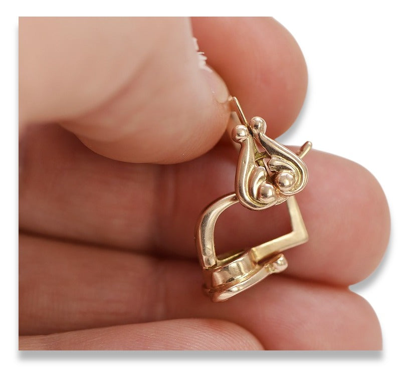 Vintage Heart Earrings in 14K Rose Gold (ven132) — view 4