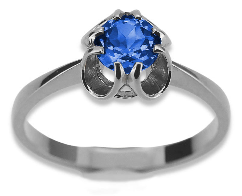 Vintage Sapphire Ring in Sterling Silver (vrc348s-sp) — worn on the neckline, showing the drape