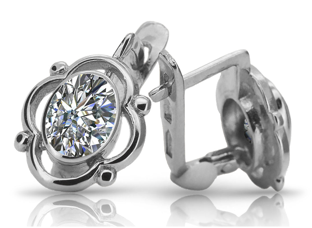Vintage Zircon Earrings in Sterling Silver (vec033s-zi)