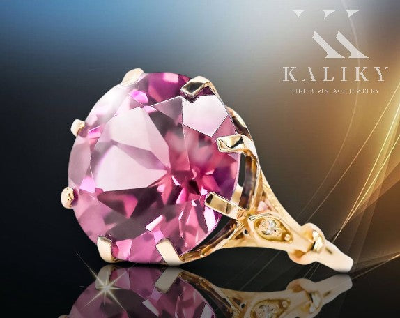 Vintage Amethyst Ring in 14K Rose Gold (vrc073r-am) — side view showing the setting