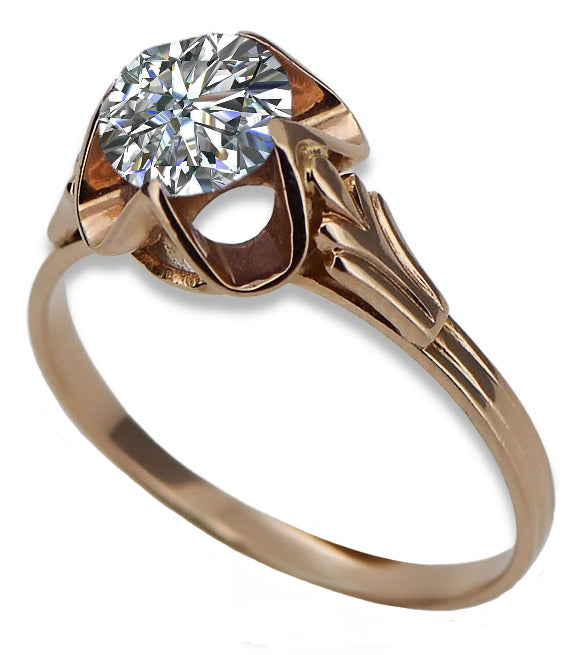Vintage Zircon Cubic Ring in 14K Rose Gold (vrc023r-zi) — back view with the clasp
