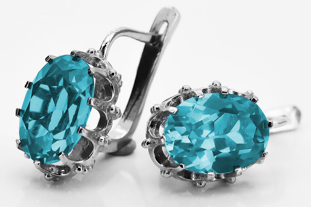 Vintage Aquamarine Earrings in Sterling Silver (vec079s-aq)