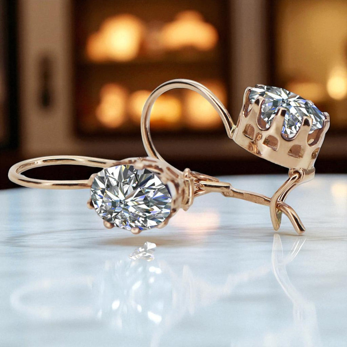 Vintage Zircon Earrings in 14K Rose Gold (vec196r-zi)