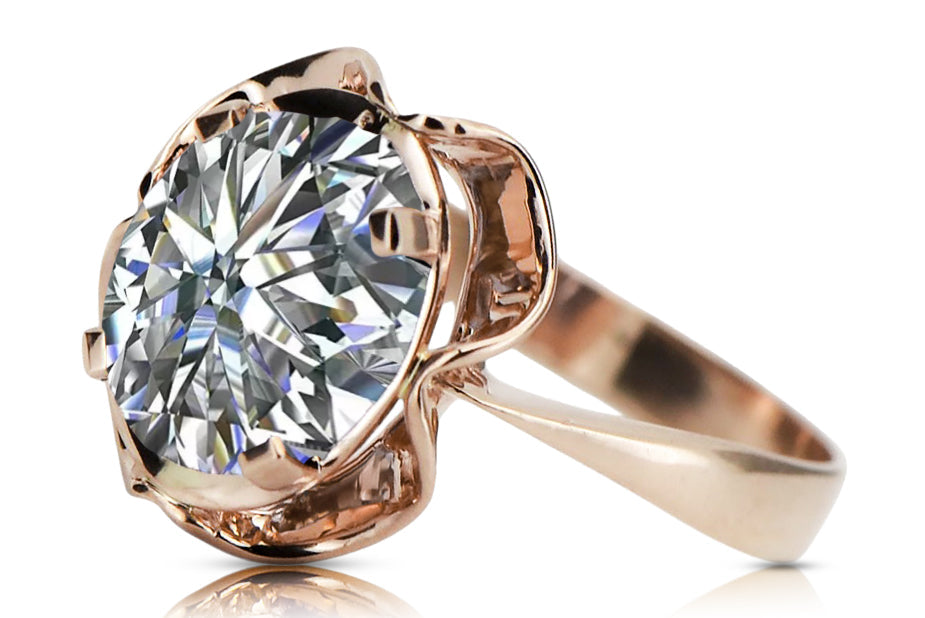Vintage Zircon Ring in 14K Rose Gold (vrc206r-zi) — side view showing the setting