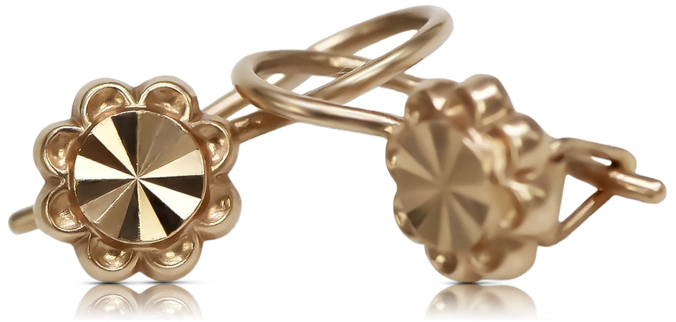 Vintage Flower Earrings in 14K Rose Gold (ven229)