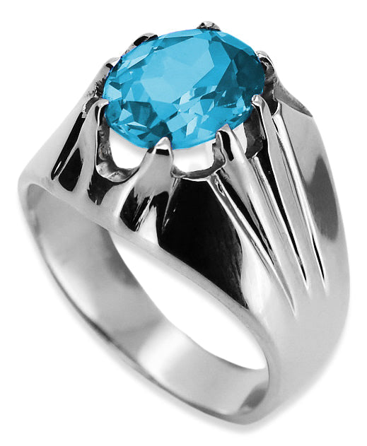 Vintage Aquamarine Ring in Sterling Silver (vrc016s-aq)