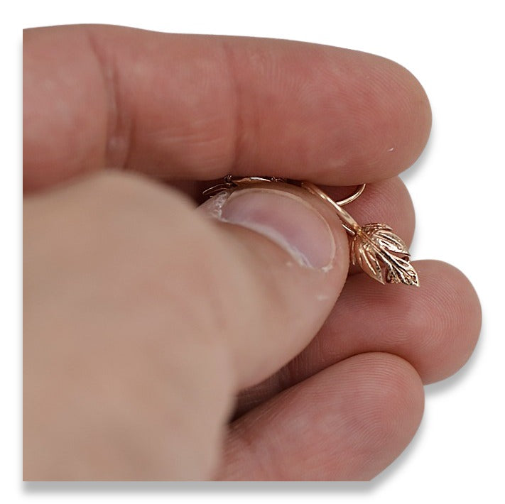 Vintage Leaf Earrings in 14K Rose Gold (ven210) — full view of the piece