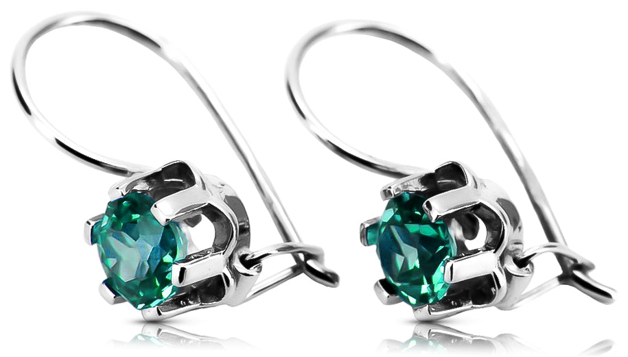 Vintage Emerald Earrings in Sterling Silver (vec019s-em)
