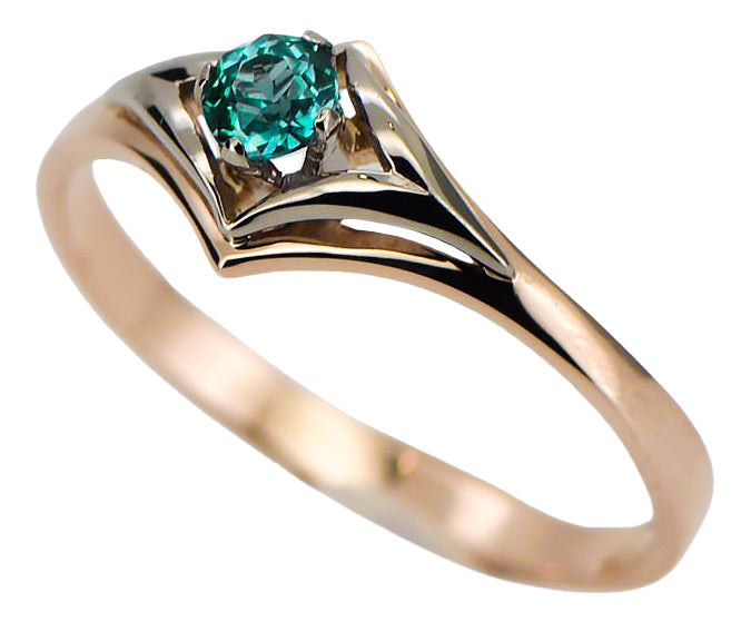 Vintage Emerald Craft Ring in 14K Rose Gold (vrc351r-em) — close-up of the stone and setting