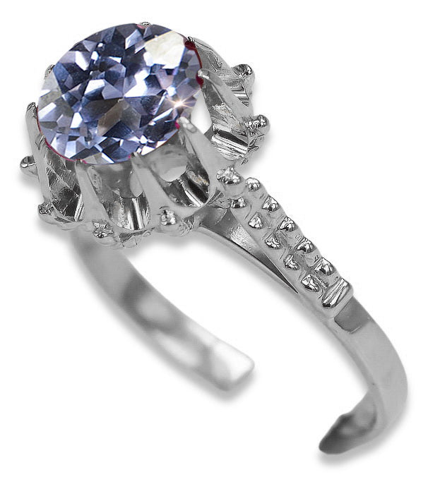 Vintage Alexandrite Ring in Sterling Silver (vrc045s-ax) — worn on the hand, showing profile