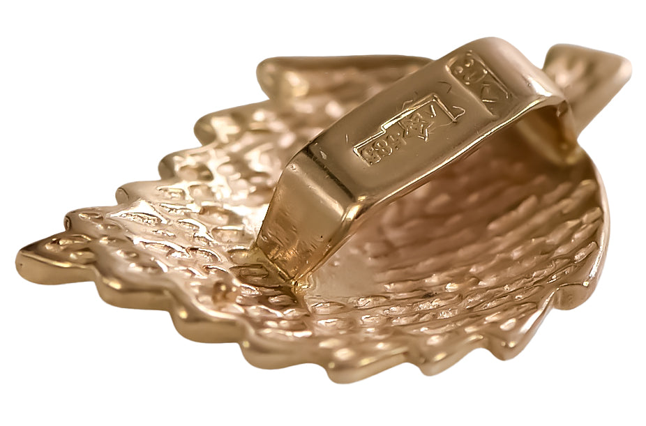 Vintage Leaf Pendant in 14K Rose Gold (vpn054) — side view showing the setting