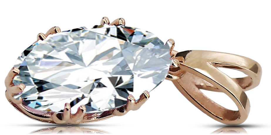 Vintage Zircon Pendant in 14K Rose Gold (vpc019r-zi) — worn on the hand, showing profile