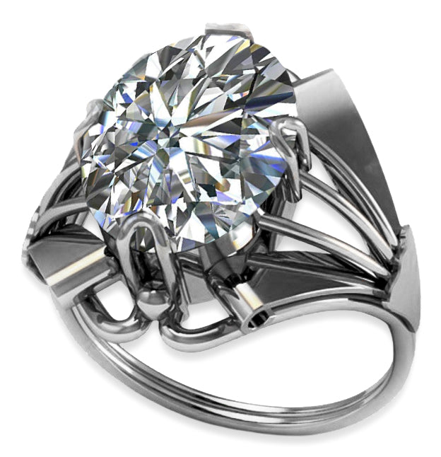 Vintage Zircon Cubic Ring in Sterling Silver (vrc015s-zi) — back view with the clasp