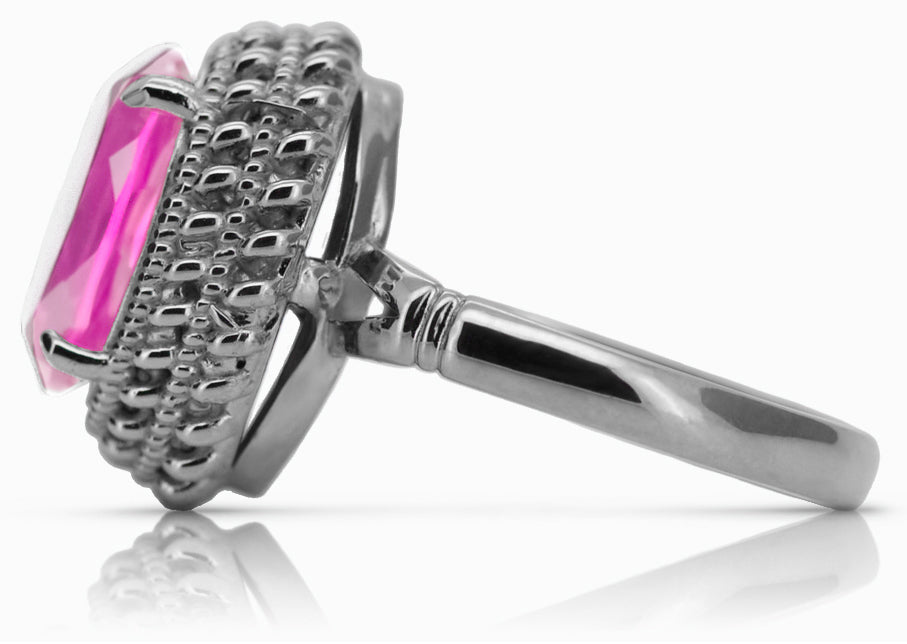 Vintage Amethyst Amethist Ring in Sterling Silver (vrc068s-am) — side view showing the setting