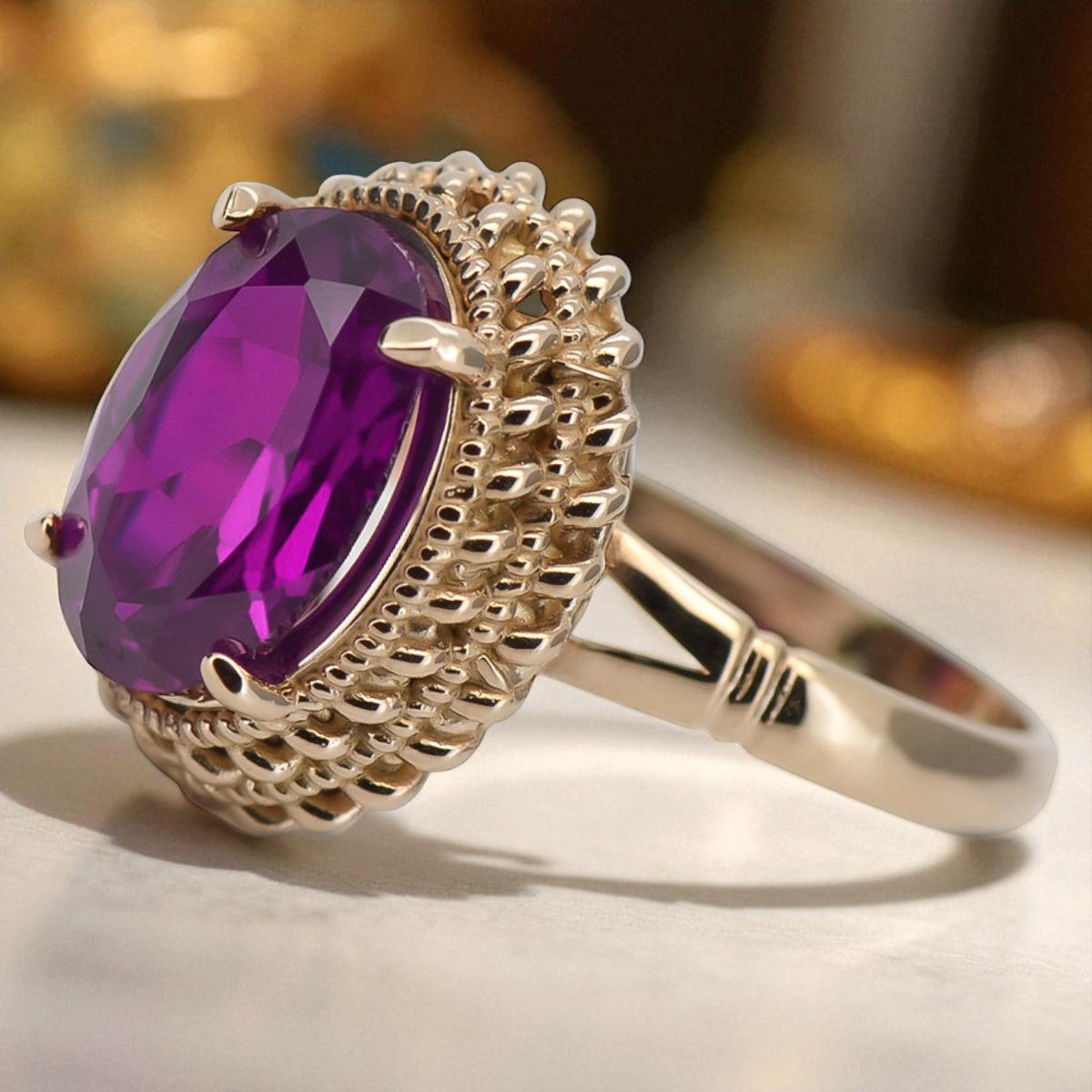 Vintage Amethyst Ring in 14K Rose Gold (vrc068r-am)