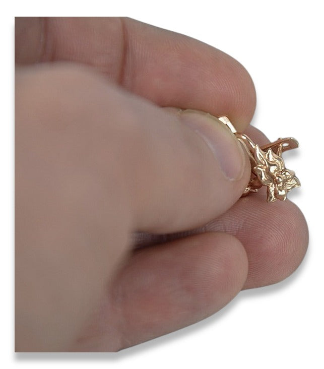 Vintage Flower Earrings in 14K Rose Gold (ven190) — view 2