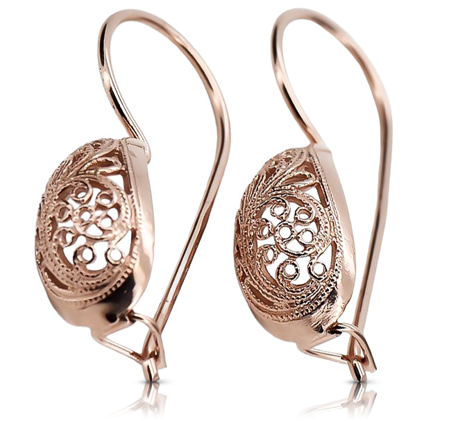 Vintage Earrings in Rose Gold-Plated Sterling Silver (ven023rp) — close-up of the hallmark on the inner band