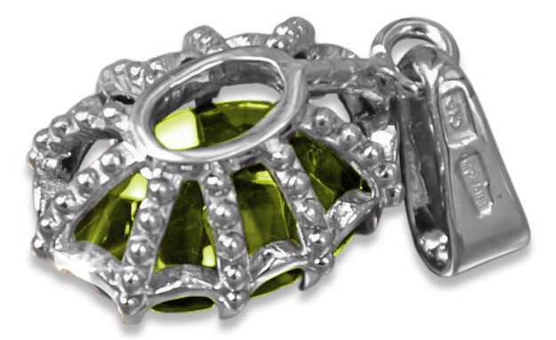 Vintage Yellow Peridot Pendant in Sterling Silver (vpc008s-yp) — full view of the piece