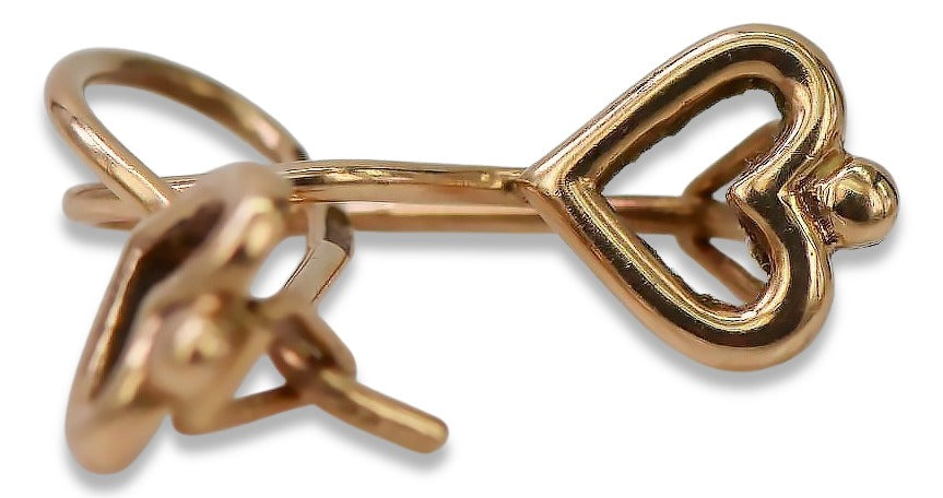 Vintage Heart Earrings in 14K Rose Gold (ven102) — view 5