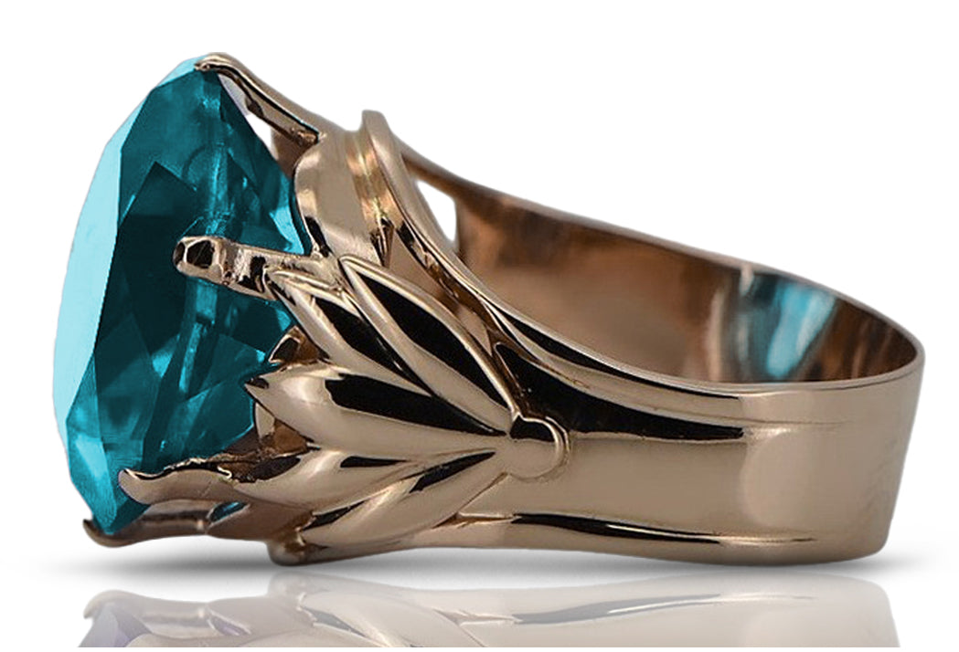 Vintage Aquamarine Ring in 14K Rose Gold (vrc029r-aq) — full view of the piece