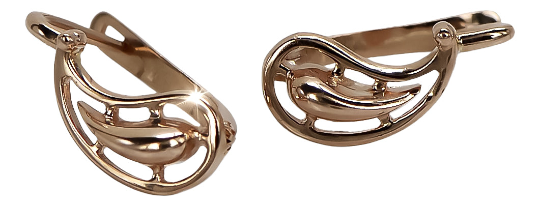 Vintage Leaf Earrings in 14K Rose Gold (ven018) — full view of the piece