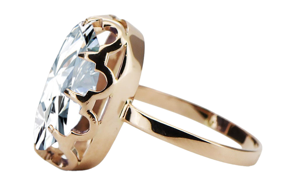 Vintage Zircon Craft Ring in 14K Rose Gold (vrc253r-zi) — close-up of the hallmark on the inner band