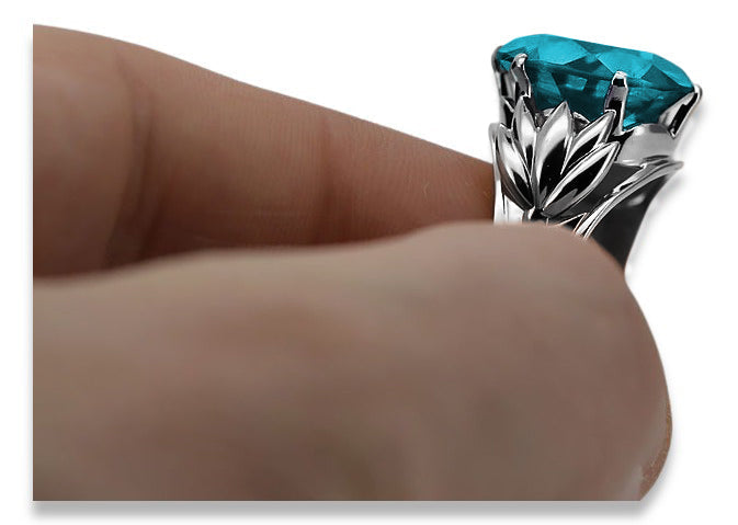 Vintage Aquamarine Ring in Sterling Silver (vrc029s-aq) — side view showing the setting